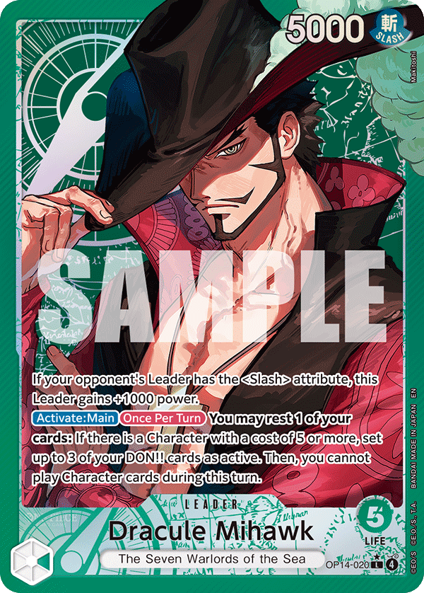 OP14-020 Dracule Mihawk alternate-art printing